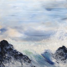 Peinture, Entre ciel et mer - Série paysage marin, Nath Brinon