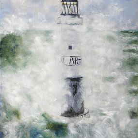 Gemälde, Phare Ar-Men - Série paysage marin, Nath Brinon