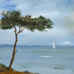 Gemälde, Voile en mer 1 - Série paysage côtier, Nath Brinon
