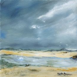 Gemälde, Voile sur mer 6 - Série paysage côtier, Nath Brinon
