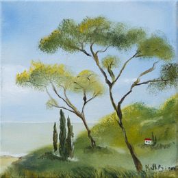Gemälde, Vue sur mer 2/2 - Série paysage côtier, Nath Brinon