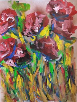 Painting, Crimson blooms, Natalya Mougenot