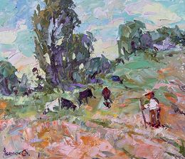 Gemälde, Morning outside the village, Ivanyuk Oleksiy
