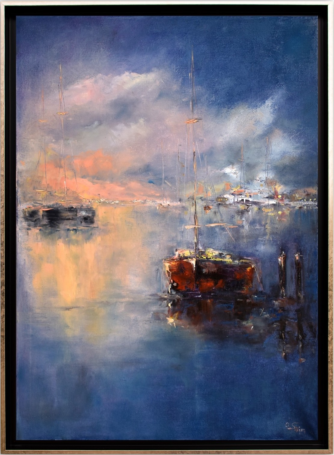 Oxana Shimanchuk, Sailboats at nightfall. Seascape original painting Oxana Shimanchuk, Sailboats at nightfall. Seascape original painting