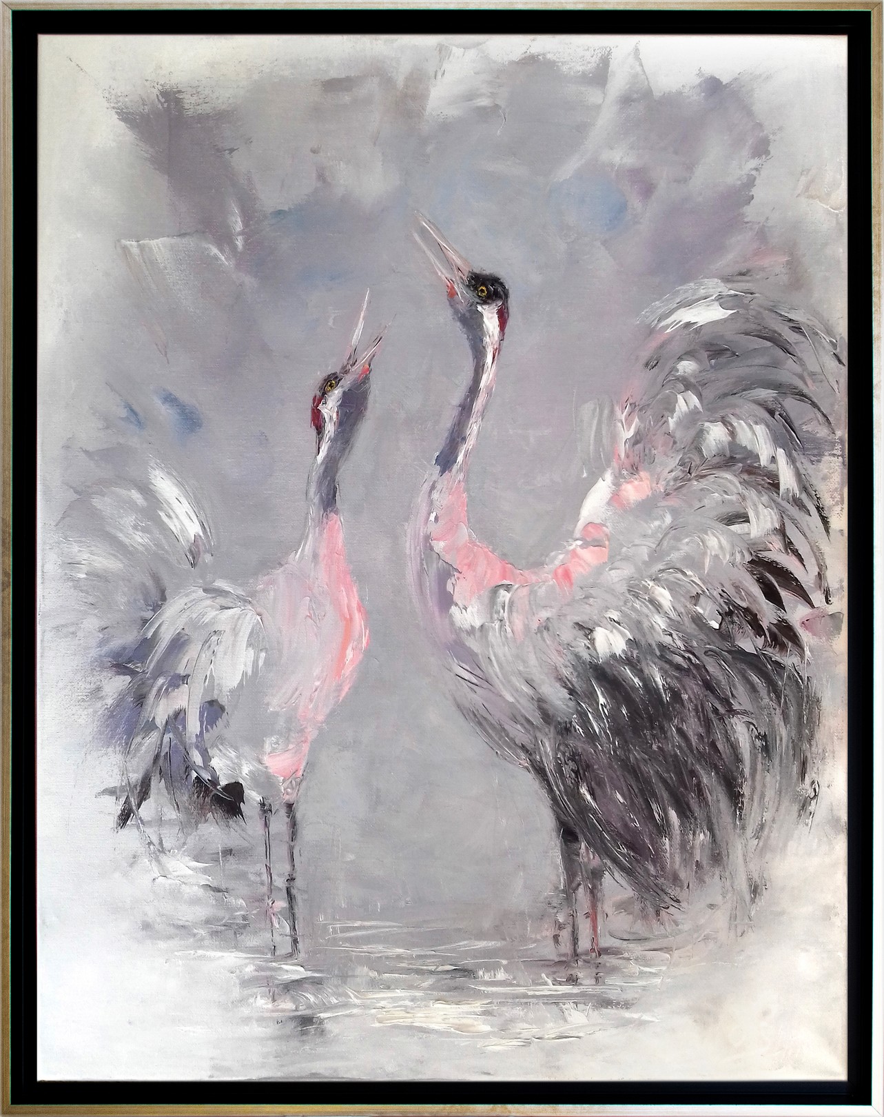 Oxana Shimanchuk, Cranes at Dawn. Seascape original painting Oxana Shimanchuk, Cranes at Dawn. Seascape original painting
