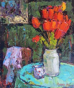 Painting, Still life with tulips, Oksana Ivanyuk