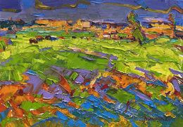 Gemälde, Evening in a green field, Ivanyuk Oleksiy