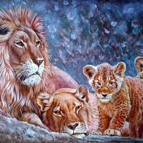 Gemälde, Lion family, Goncharenko Sergiy & Vira
