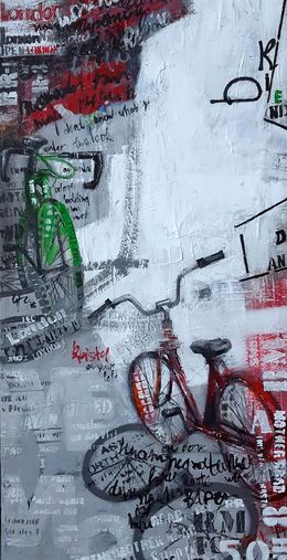 Painting, Along the Streets on Bicycles, Abashidze Marusya