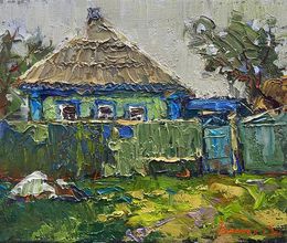 Gemälde, Quiet evening in the yard, Oksana Ivanyuk
