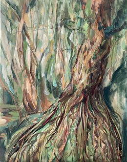 Painting, Roots are our support. Original abstract nature  painting, Momalyu Liubov Kriuchkova