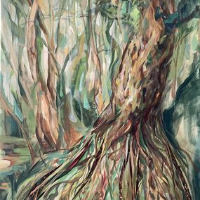 Gemälde, Roots are our support. Original abstract nature  painting, Momalyu Liubov Kriuchkova