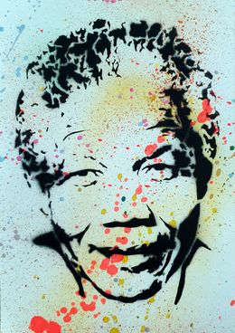 Peinture, Nelson Mandela pochoir, Spaco