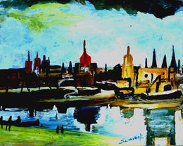Painting, City scape-1, Anand Manchiraju