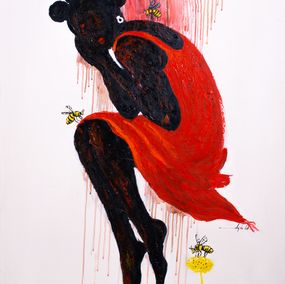 Gemälde, Fractured Innocence - 21st Century, Contemporary, Figurative Abstraction, Africa, Bee, Olajide Kuti