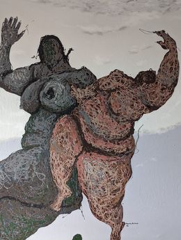 Gemälde, Compadre 2 - 21st Century, Contemporary, Figurative, Neo-Expressionism, Enamel, Dennis Onofua
