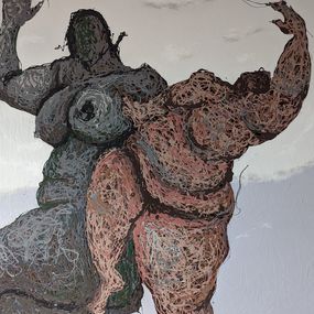 Gemälde, Compadre 2 - 21st Century, Contemporary, Figurative, Neo-Expressionism, Enamel, Dennis Onofua