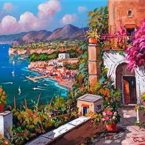 Gemälde, Flowery house on the coast - Sorrento (Italy), Gio Sannino