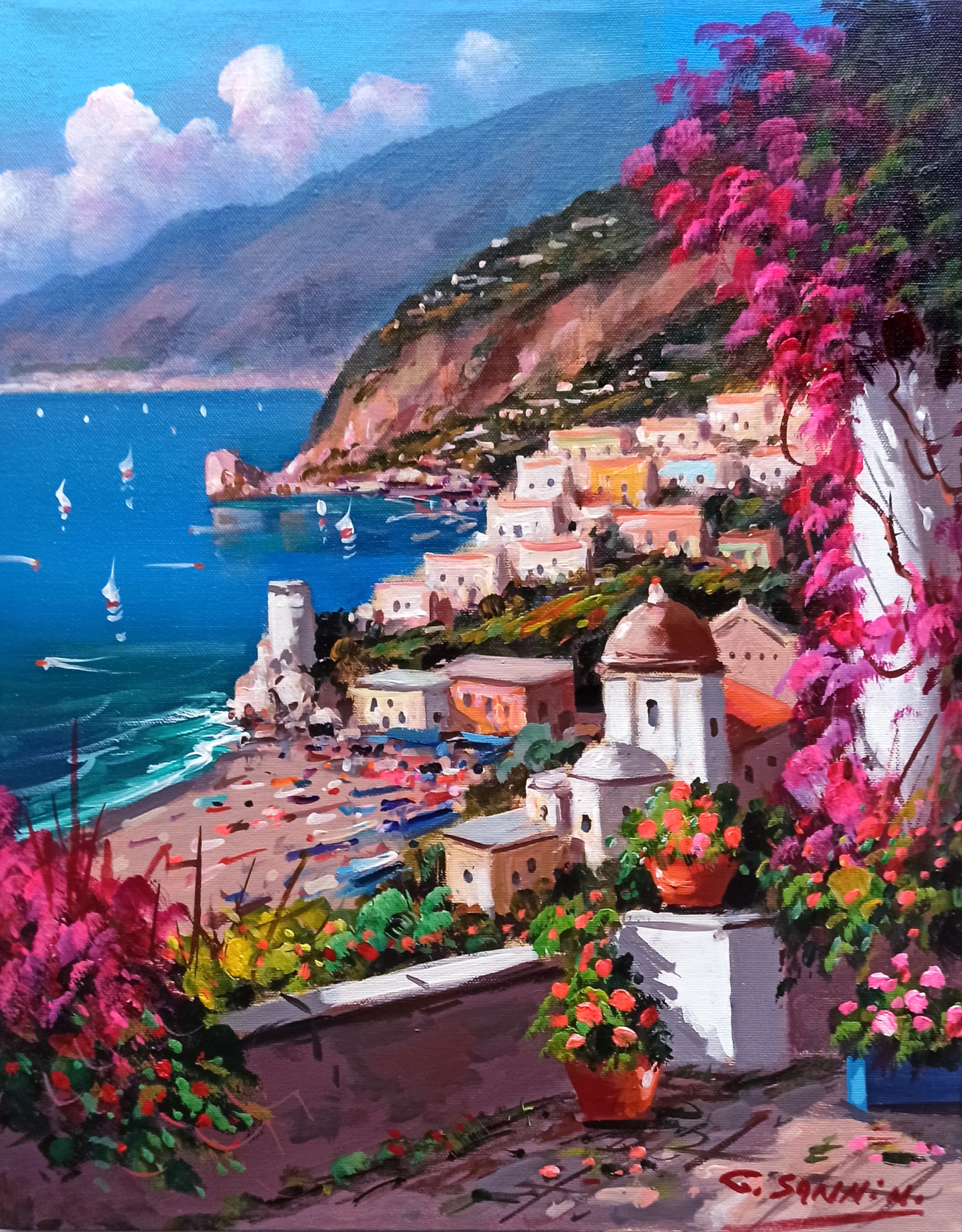 Gio Sannino, Flowered seaside vertical version - Positano (Italy) Gio Sannino, Flowered seaside vertical version - Positano (Italy)