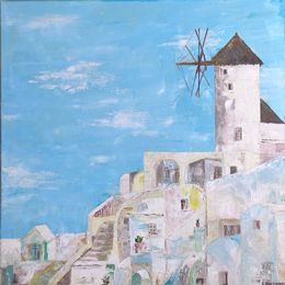 Painting, Santorini, Lusie Schellenberg