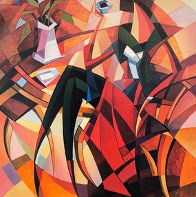Painting, Reflections at the Cafe, Narek Qochunc