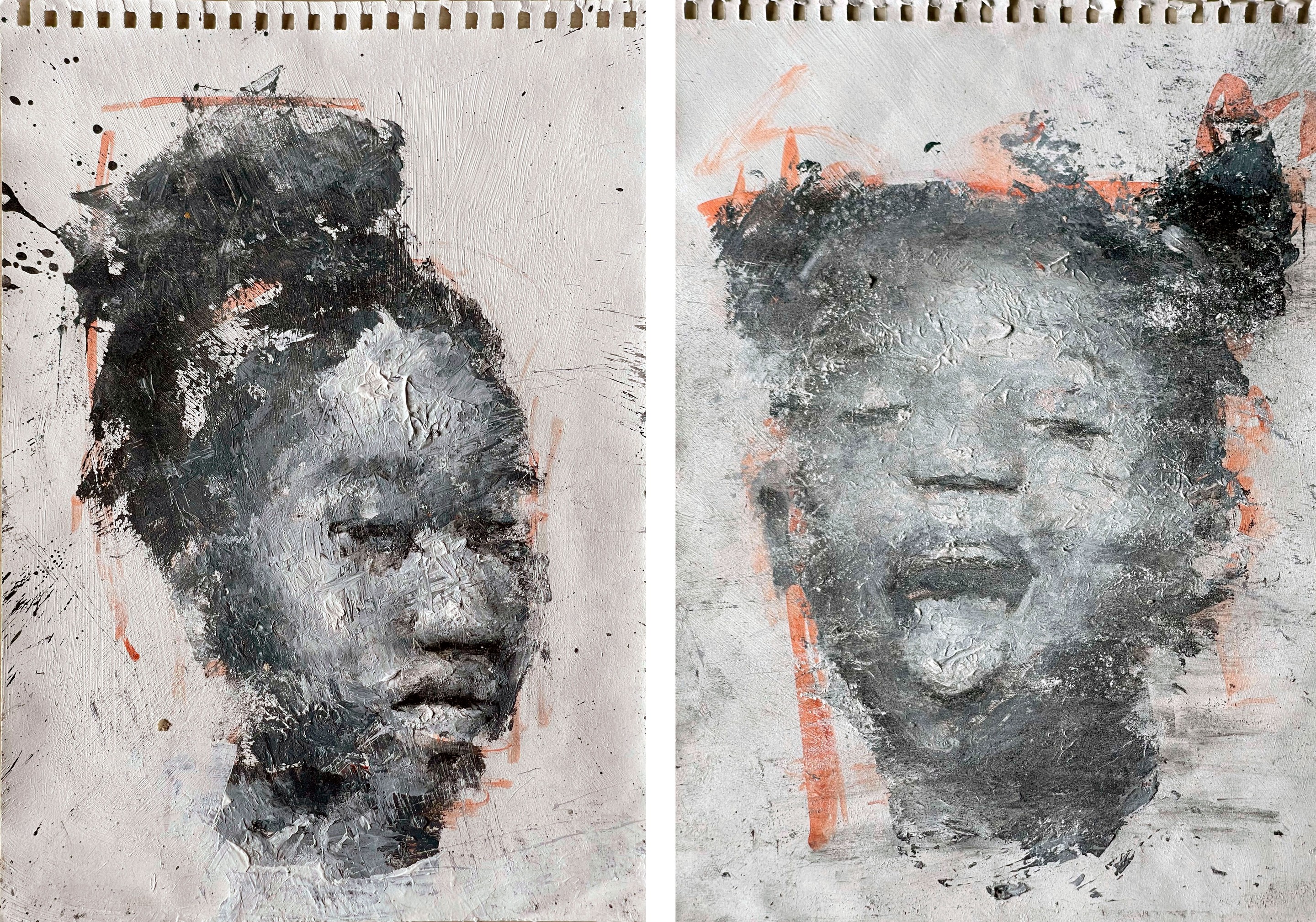Luigi Christopher Veggetti Kanku, Portrait #13 and #2, Diptych Luigi Christopher Veggetti Kanku, Portrait #13 and #2, Diptych