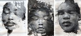 Painting, Portraits #52, #50 and #51, Triptych, Luigi Christopher Veggetti Kanku