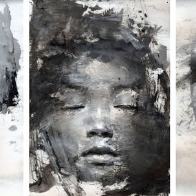 Peinture, Portraits #52, #50 and #51, Triptych, Luigi Christopher Veggetti Kanku