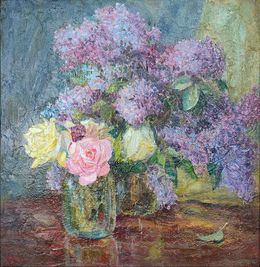Painting, Lilac and roses, Mishurovsky Victor