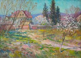 Painting, April in the village, Mishurovsky Victor