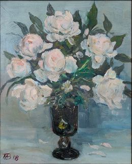 Peinture, White peonies, Mishurovsky Victor