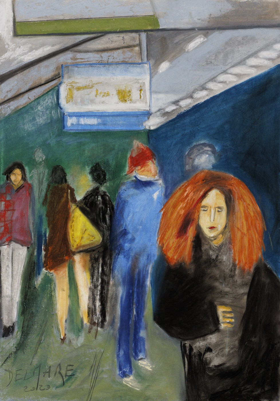 Eric Delmare, Fille aux cheveux rouges dans le métro série Paris Urbain Eric Delmare, Fille aux cheveux rouges dans le métro série Paris Urbain