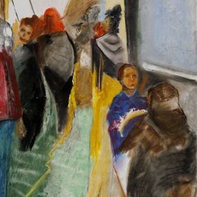 Gemälde, Solitudes dans le métro série Paris Urbain, Eric Delmare