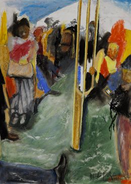 Painting, Attendant la prochaine station du métro série Paris Urbain, Eric Delmare