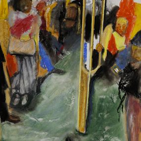 Gemälde, Attendant la prochaine station du métro série Paris Urbain, Eric Delmare