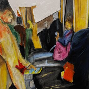 Gemälde, Sans livres dans le métro série Paris Urbain, Eric Delmare