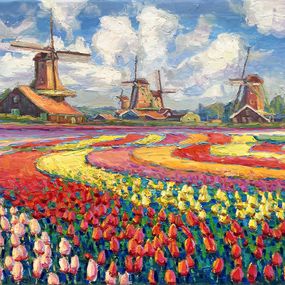 Gemälde, Field of Tulips, Evgeny Chernyakovsky