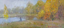 Painting, Autumn, Fisherman, Mishurovsky Victor