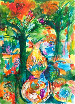 Painting, Jardin aux deux arbres, Isabelle Marie