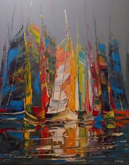 Peinture, Boats - My Lover Is Traveling (Bateaux - Mon Amoureuse Voyage), Janusz Kik