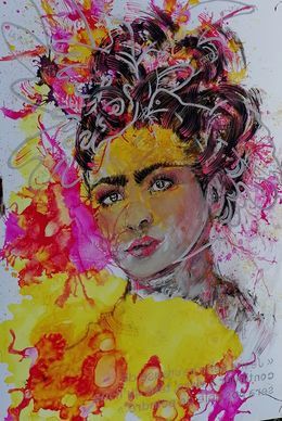 Peinture, Colombe paix Frida Kahlo Miroir pop art libre, Adélaïde Leferme
