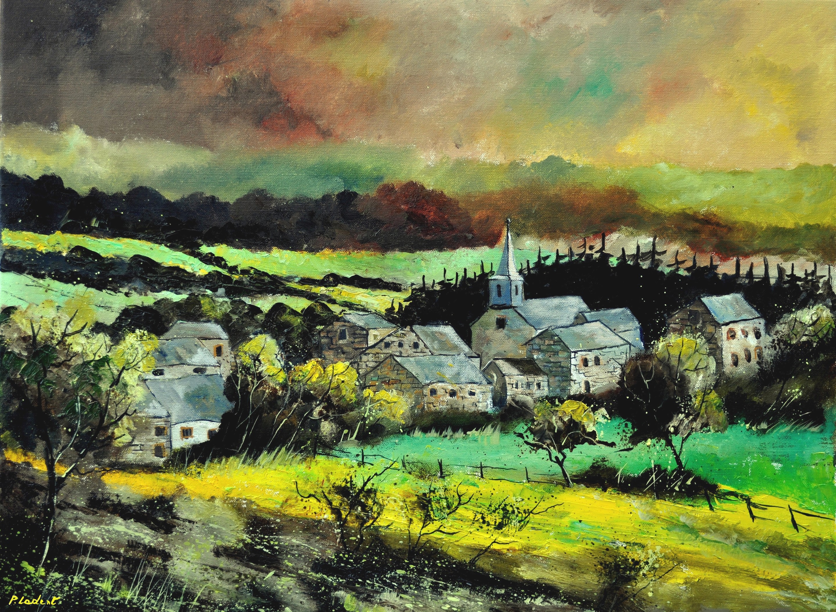 Pol Ledent, Old village in my country 9725 Pol Ledent, Old village in my country 9725