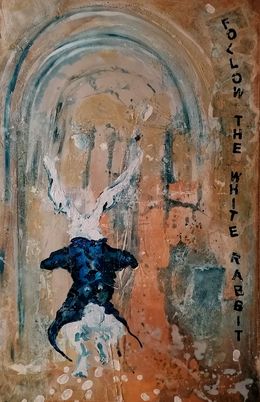 Painting, Follow the white rabbit Alice in Wonderland, Adélaïde Leferme
