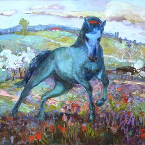 Gemälde, Green Horse, Anastasiia Grygorieva
