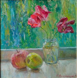 Painting, Tulips and apples, Mishurovsky Victor