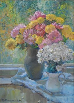 Painting, Chrysanthemums on the window, Mishurovsky Victor