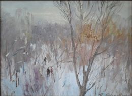 Gemälde, The first snow, Mishurovsky Victor