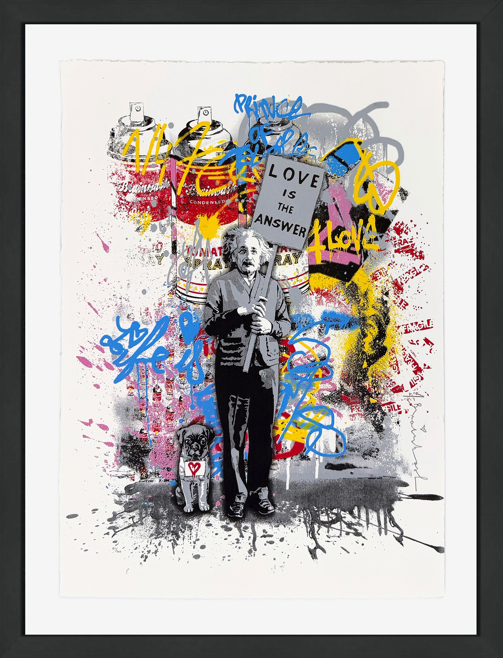 Mr Brainwash, Love Is The Answer (framed hand signed screen print) Mr Brainwash, Love Is The Answer (framed hand signed screen print)