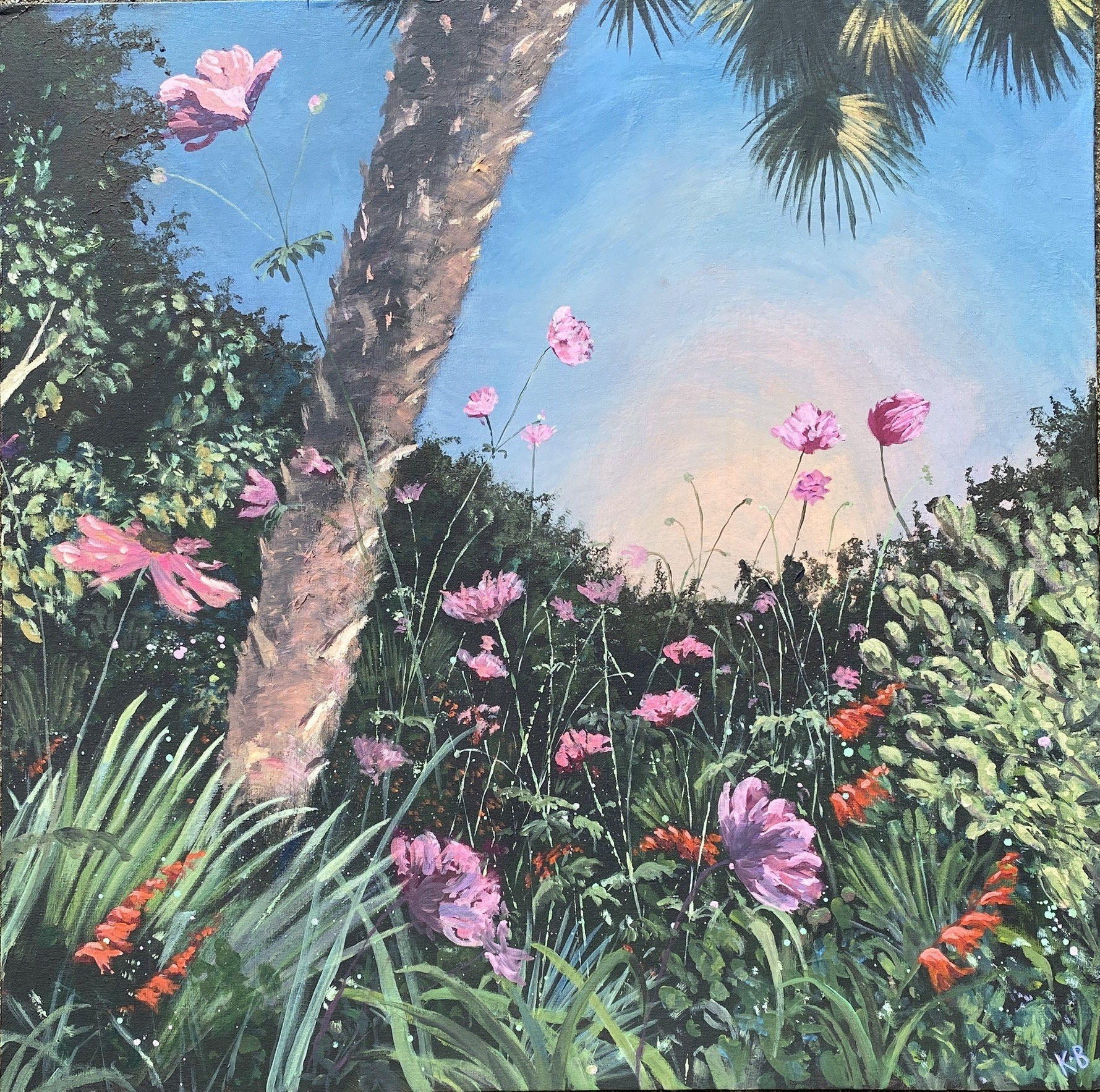 Katie Brent, Japanese Anemone and Palm Tree at Dusk Katie Brent, Japanese Anemone and Palm Tree at Dusk