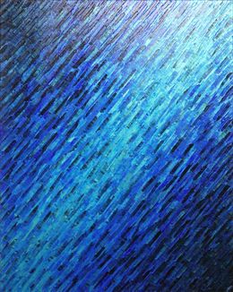 Gemälde, Grande texture couteau bleue irisée, Jonathan Pradillon